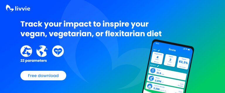 The Livvie diet impact calculator tracks your impact on animals, the planet, and health to inspire your vegan, vegetarian, or flexitarian diet